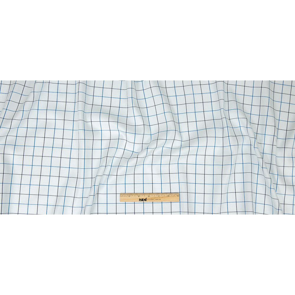 Premium Gradient Blues and White Checkered Dobby Cotton Shirting