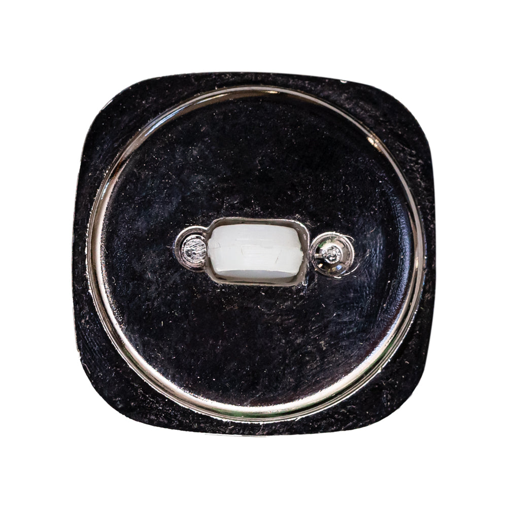 Italian White and Gunmetal 2-Piece Plastic Button - 44L/28mm