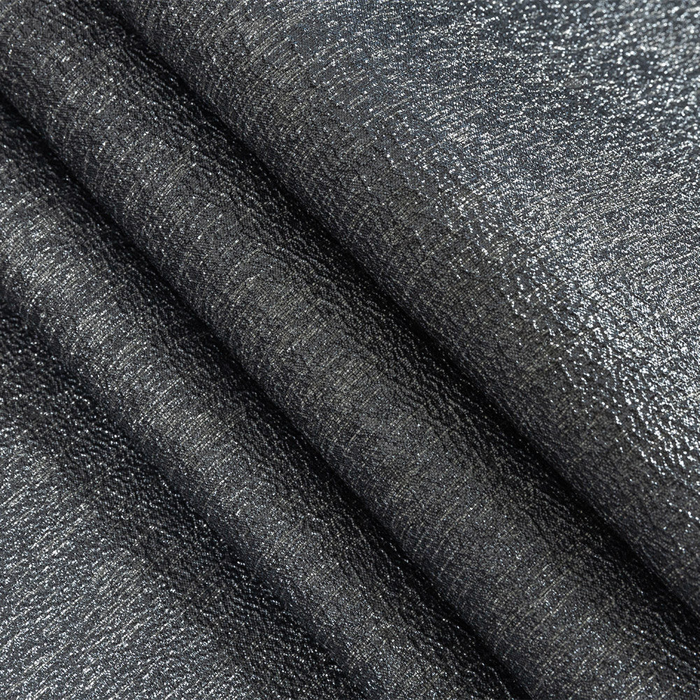 Metallic Gunmetal and Greige Crackle Luxury Brocade