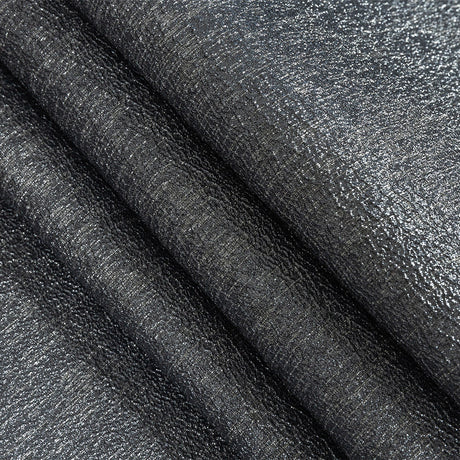 Metallic Gunmetal and Greige Crackle Luxury Brocade