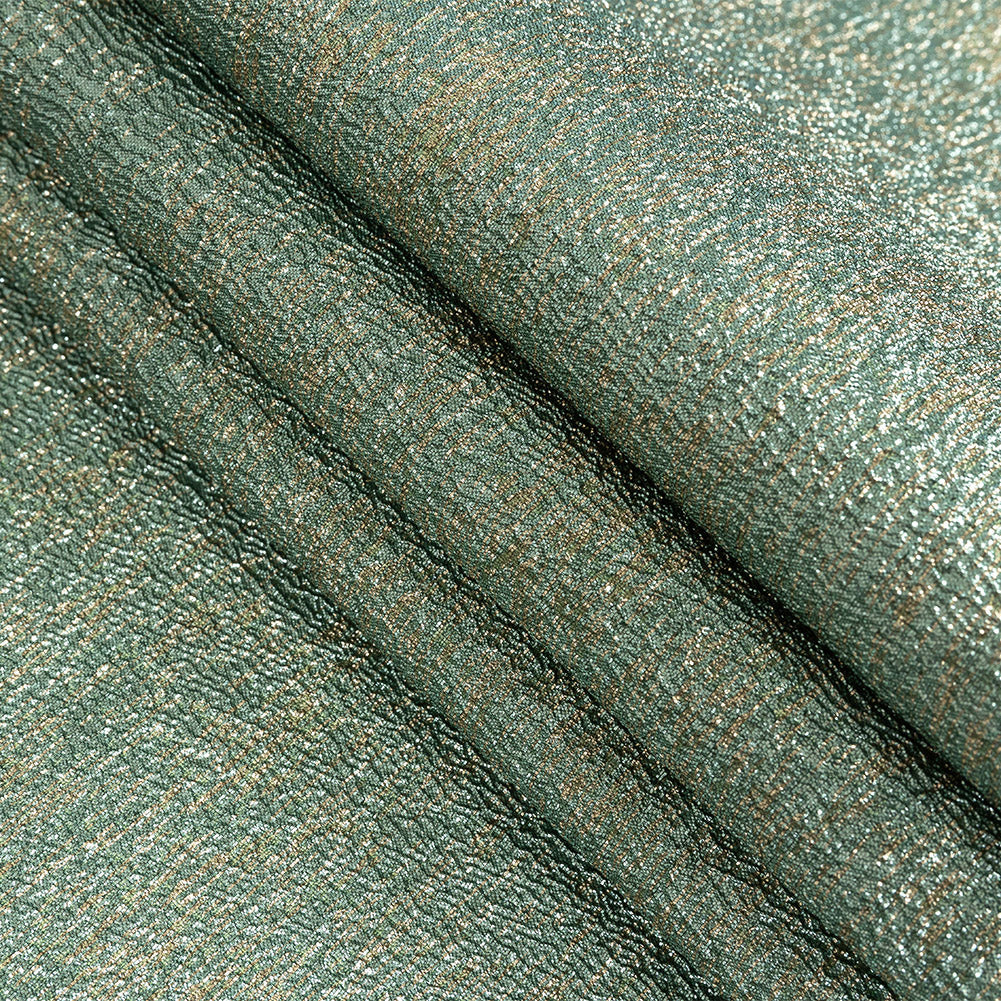 Metallic Seafoam and Pea Green Crackle Luxury Brocade