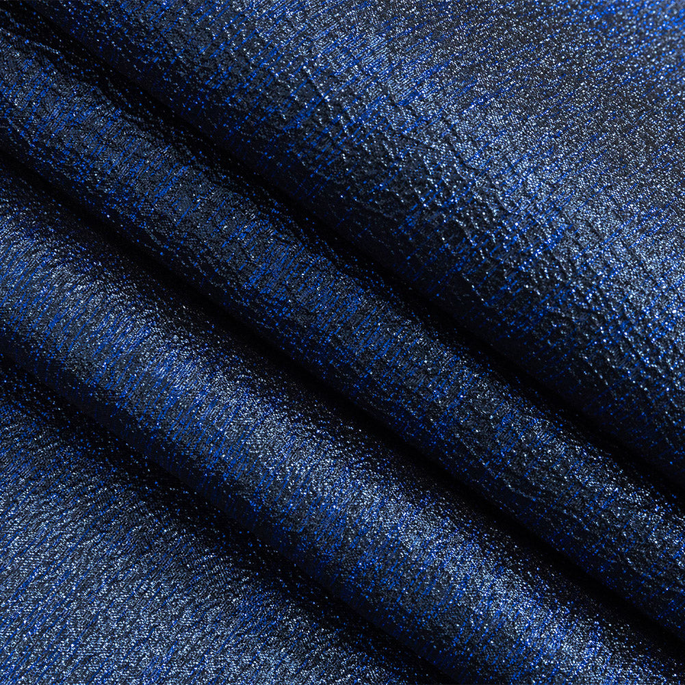 Metallic Royal Blue Crackle Luxury Brocade