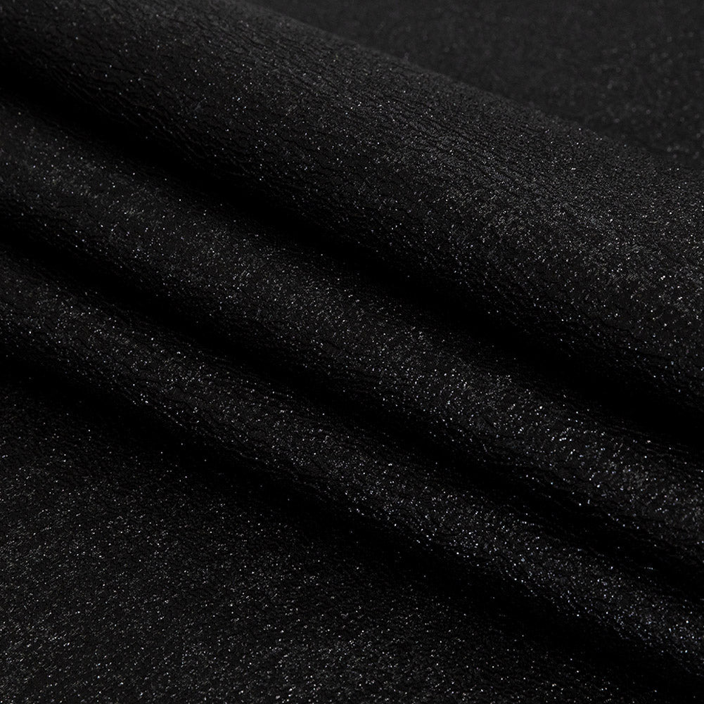 Metallic Black Crackle Luxury Brocade