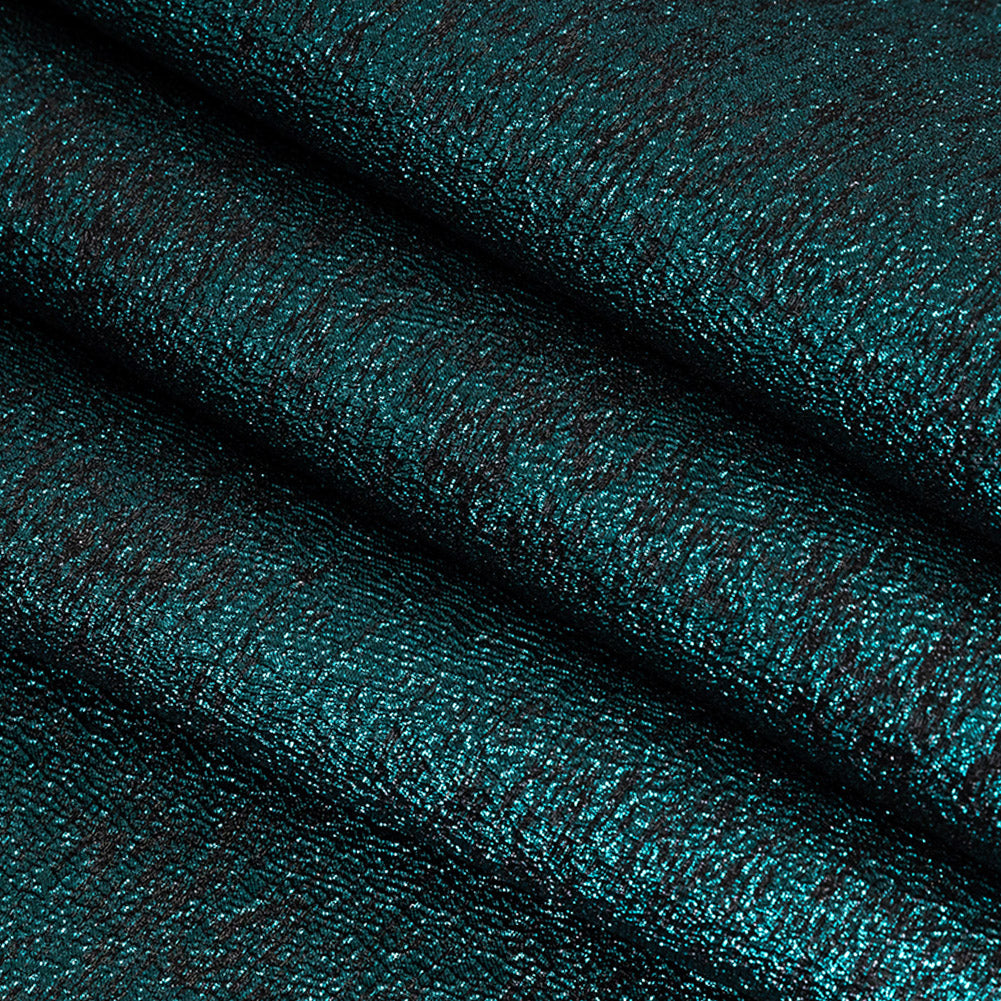 Metallic Teal and Wine Crackle Luxury Brocade