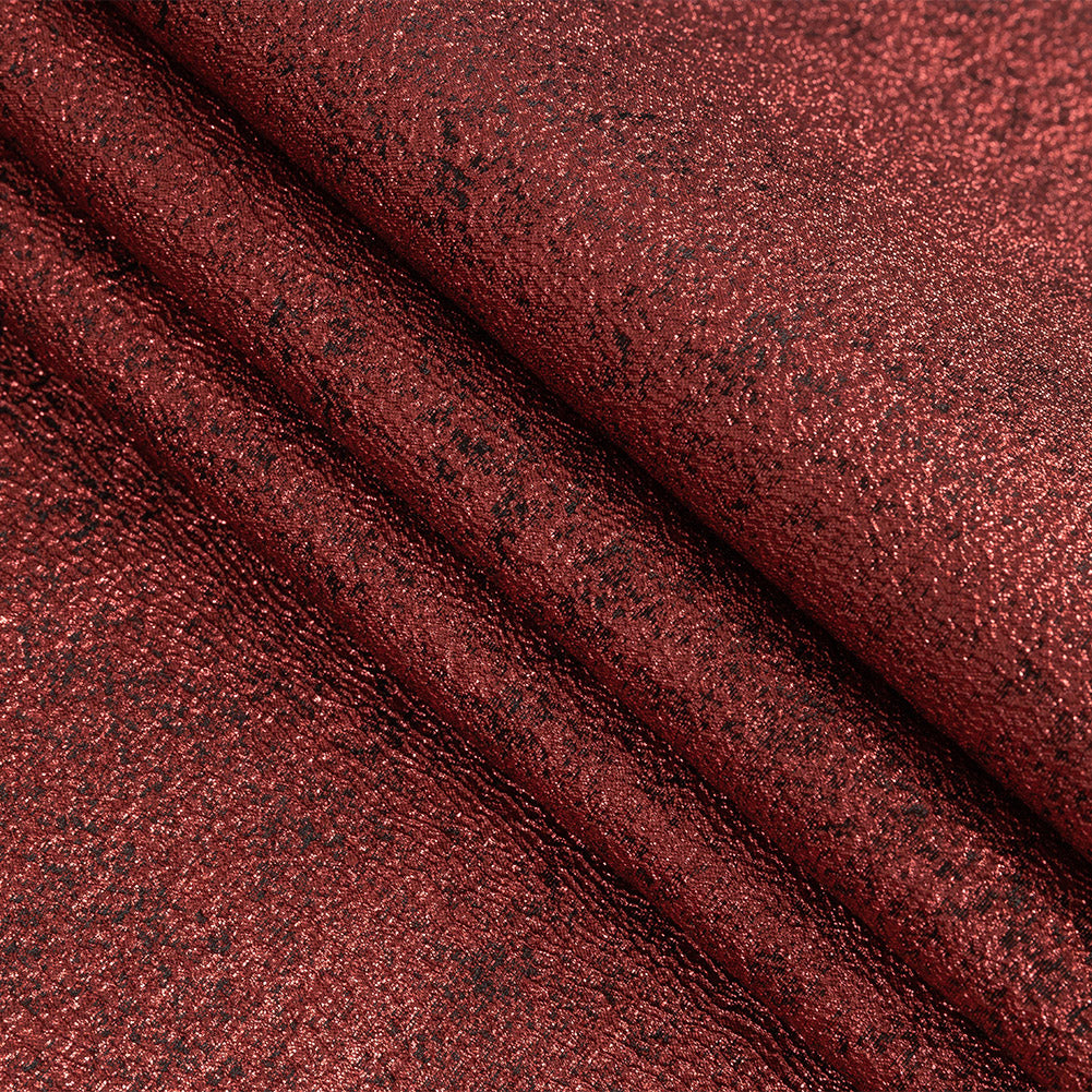 Metallic Tango Red and Black Crackle Luxury Brocade