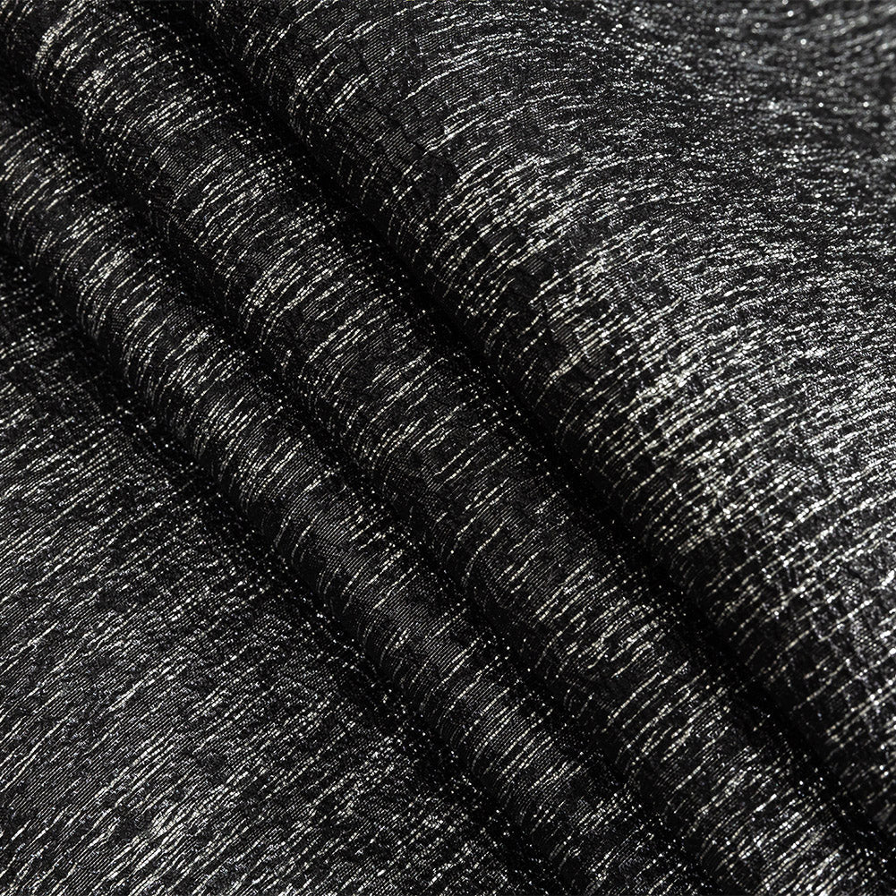 Metallic Black and Silver Crackle Luxury Brocade