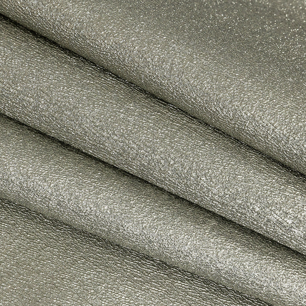 Metallic Pewter Crackle Luxury Brocade