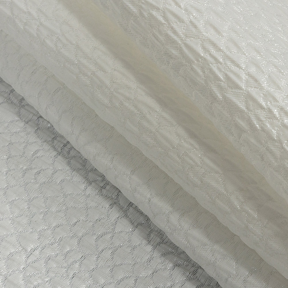 Metallic White Dimensional Scallops Brocade