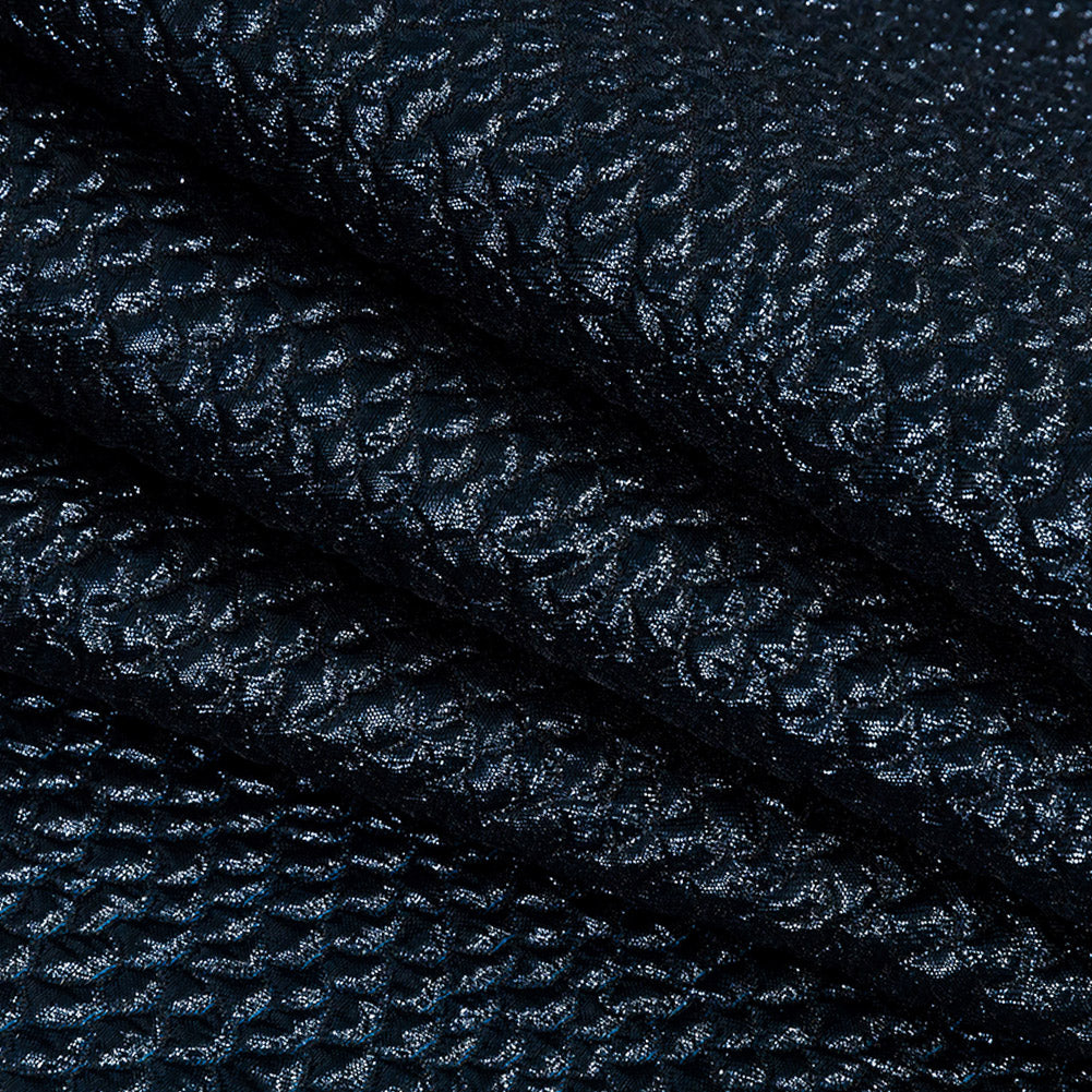 Metallic Navy Dimensional Scallops Brocade