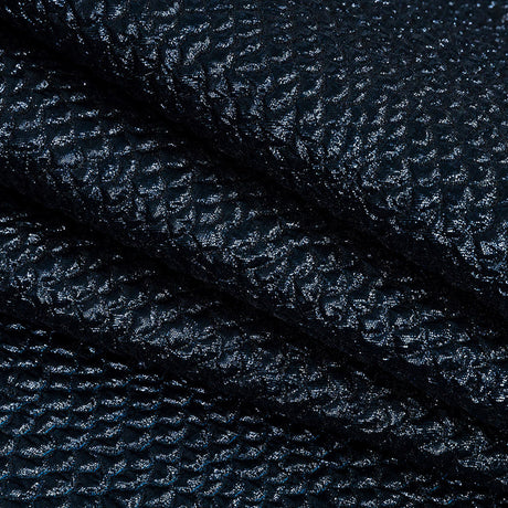 Metallic Navy Dimensional Scallops Brocade