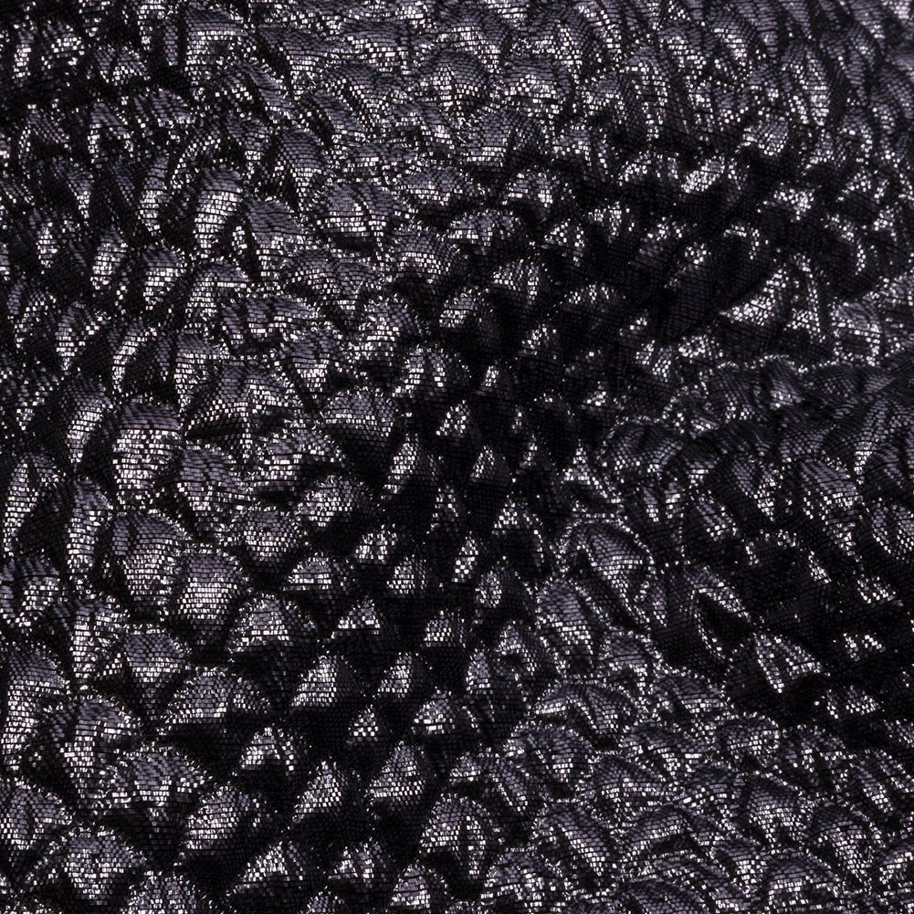 Metallic Gunmetal Dimensional Scallops Brocade