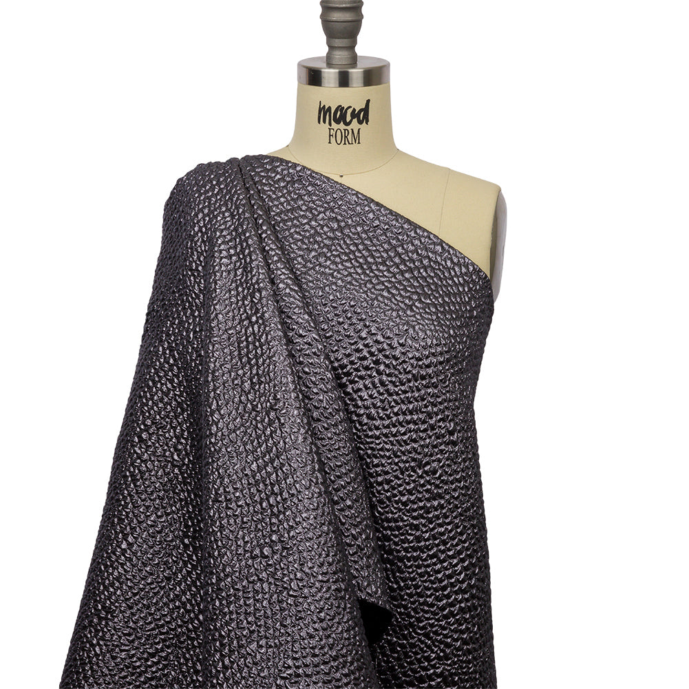 Metallic Gunmetal Dimensional Scallops Brocade