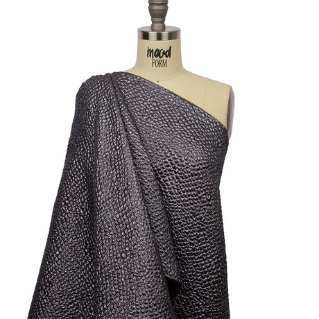 Metallic Gunmetal Dimensional Scallops Brocade