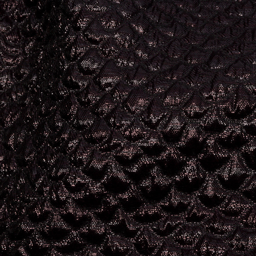 Metallic Dark Chocolate Dimensional Scallops Brocade