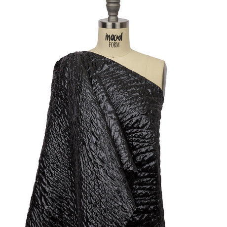Metallic Black Rippling Luxury Brocade
