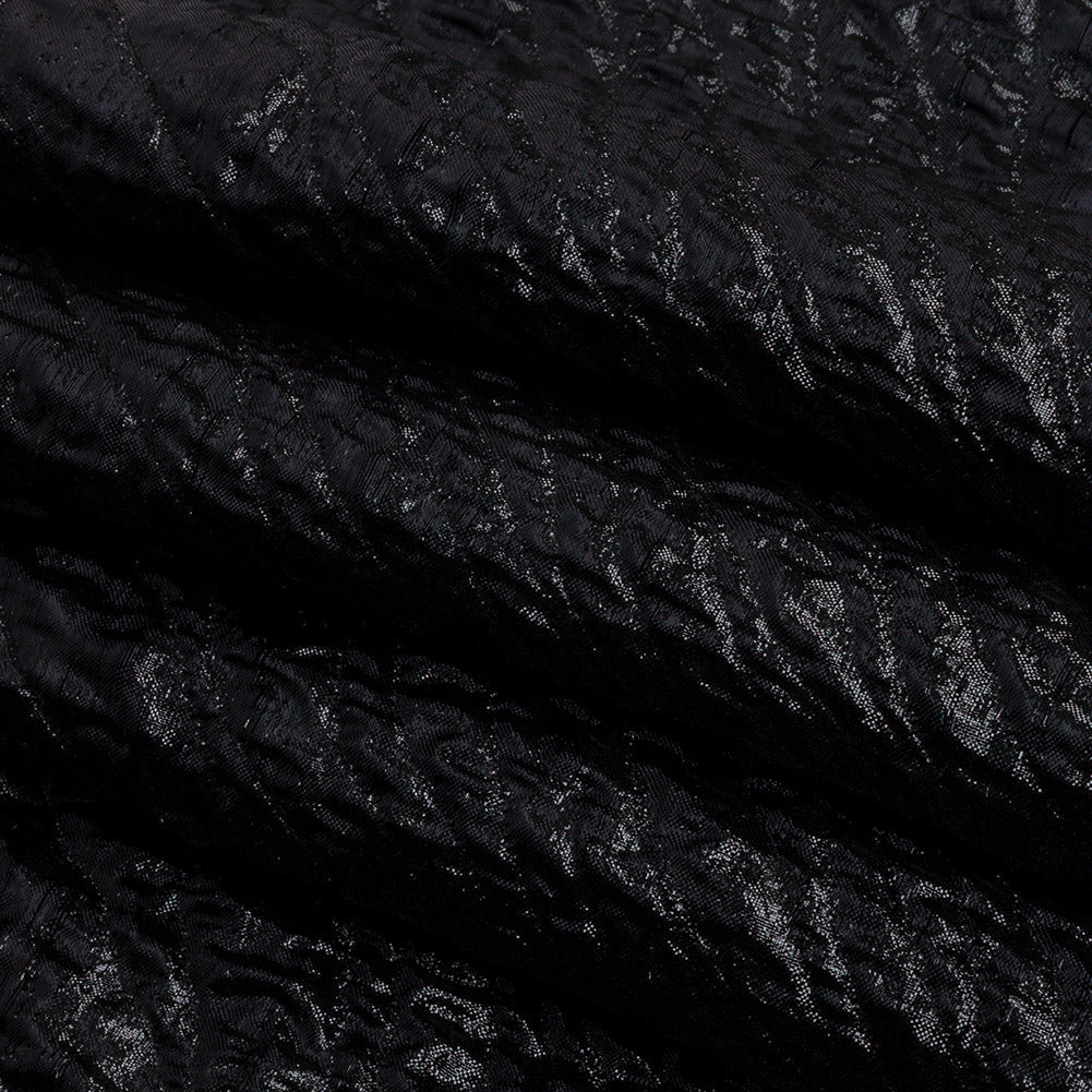 Metallic Black Rippling Luxury Brocade