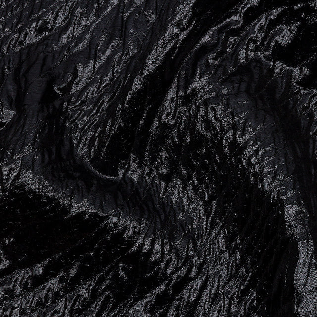 Metallic Black Rippling Luxury Brocade
