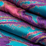Pagoda Blue, Fuchsia and Gold Metallic Luxury Brocade