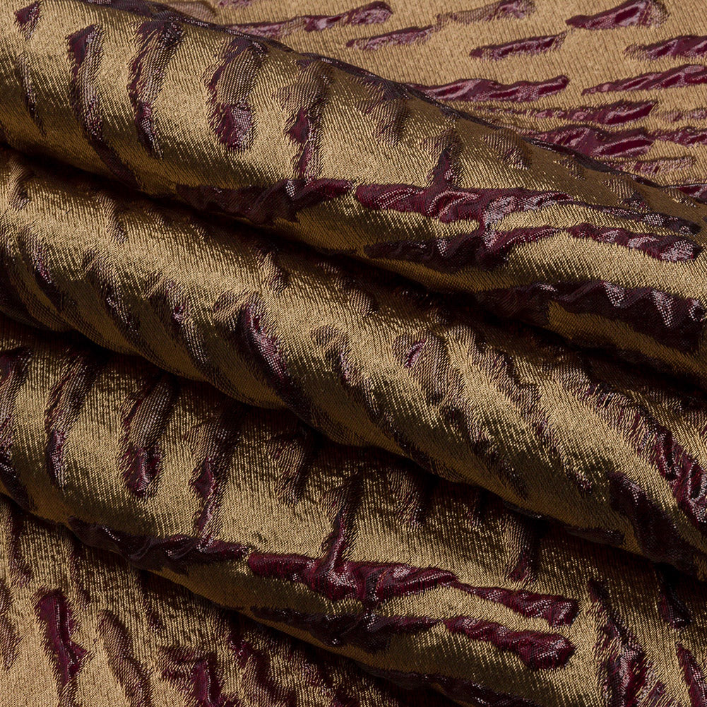 Metallic Wine and Gold Abstract Luxury Brocade