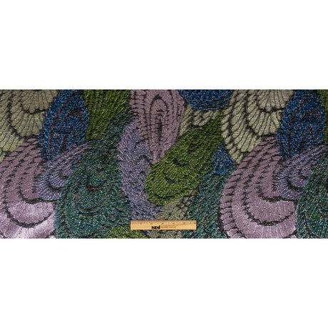 Metallic Diode Blue, Tortuga Bay and Dynasty Pink Peacock Feather Luxury Brocade