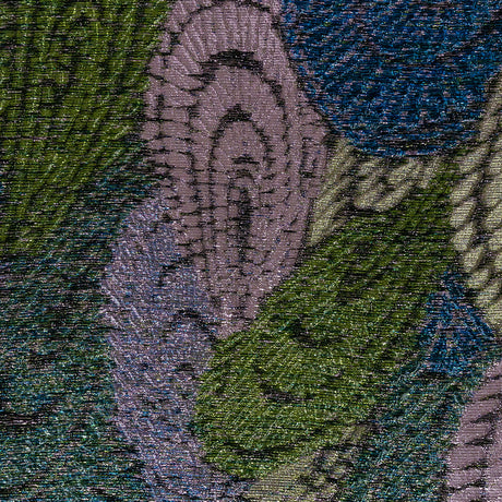 Metallic Diode Blue, Tortuga Bay and Dynasty Pink Peacock Feather Luxury Brocade