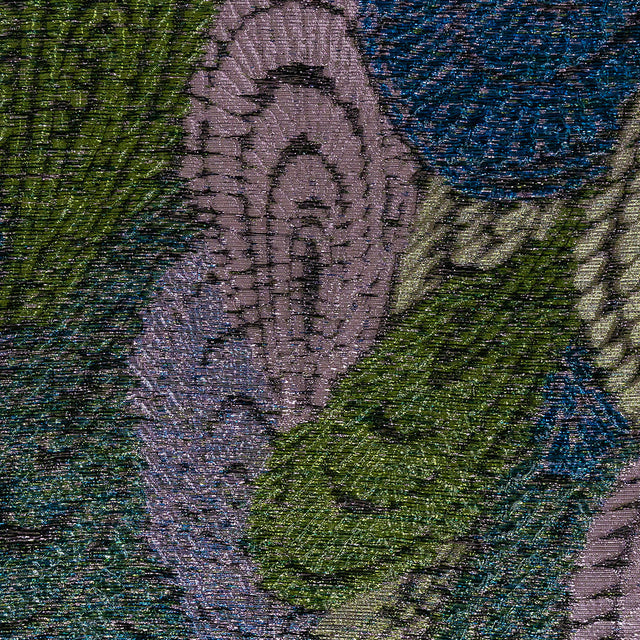 Metallic Diode Blue, Tortuga Bay and Dynasty Pink Peacock Feather Luxury Brocade