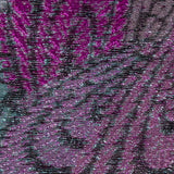 Metallic Magenta, Rose Gold and Aqua Peacock Feather Luxury Brocade