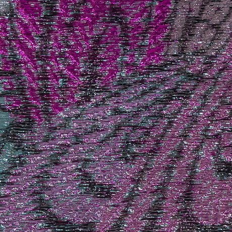 Metallic Magenta, Rose Gold and Aqua Peacock Feather Luxury Brocade