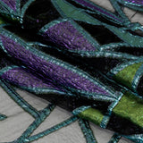 Metallic Glass-Sea, Green and Scottish Thistle Geometric Burnout Luxury Brocade