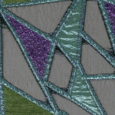 Metallic Glass-Sea, Green and Scottish Thistle Geometric Burnout Luxury Brocade