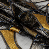 Metallic Gold, Neon Navy and Ice Flow Geometric Burnout Luxury Brocade