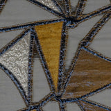 Metallic Gold, Neon Navy and Ice Flow Geometric Burnout Luxury Brocade