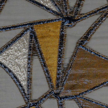 Metallic Gold, Neon Navy and Ice Flow Geometric Burnout Luxury Brocade