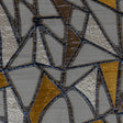 Metallic Gold, Neon Navy and Ice Flow Geometric Burnout Luxury Brocade