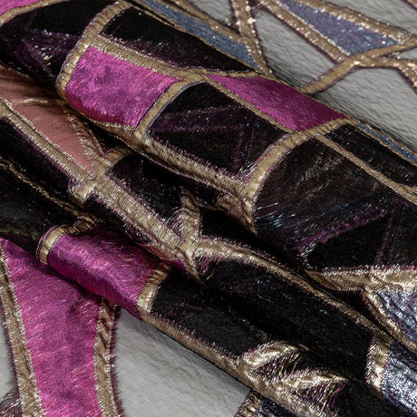 Metallic Glitteratti, Orchid Pink and Lavender Shimmer Geometric Burnout Luxury Brocade