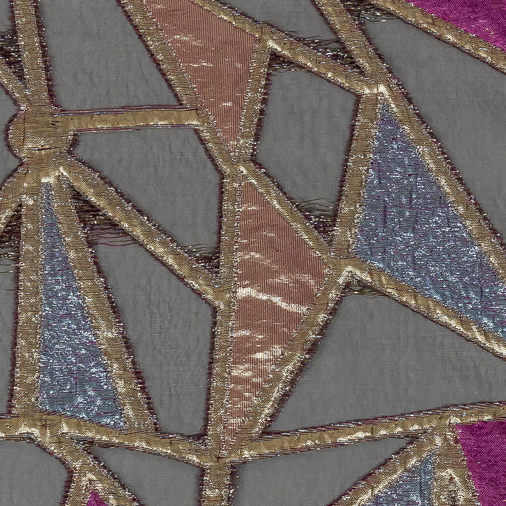 Metallic Glitteratti, Orchid Pink and Lavender Shimmer Geometric Burnout Luxury Brocade