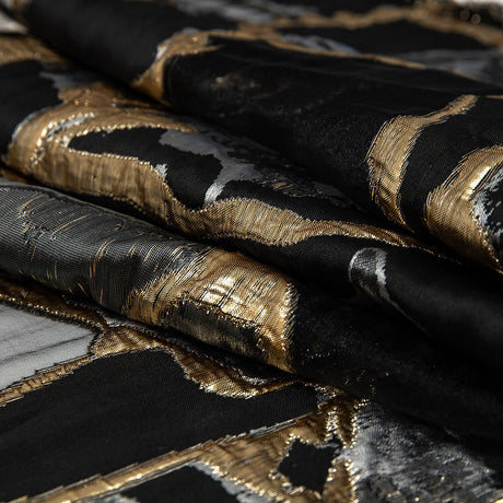 Metallic Gold and Black Abstract Burnout Luxury Brocade