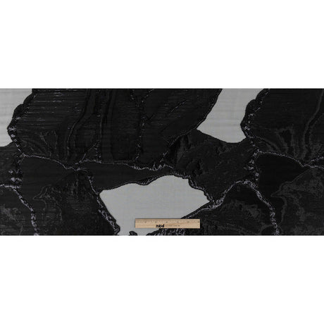 Metallic Black Abstract Burnout Luxury Brocade