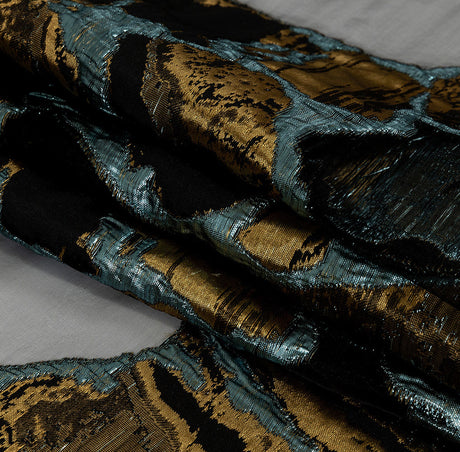 Metallic Gold and Glass-Sea Abstract Burnout Luxury Brocade