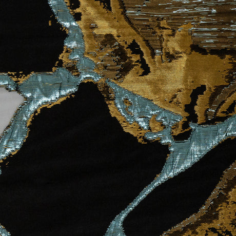 Metallic Gold and Glass-Sea Abstract Burnout Luxury Brocade