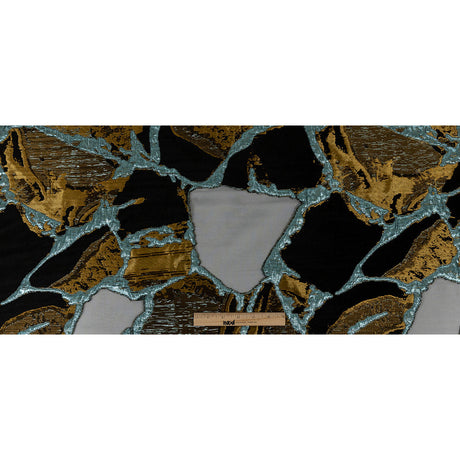 Metallic Gold and Glass-Sea Abstract Burnout Luxury Brocade