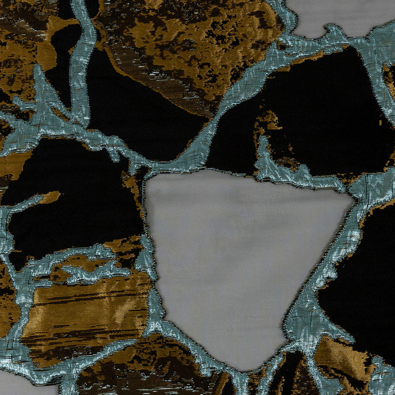 Metallic Gold and Glass-Sea Abstract Burnout Luxury Brocade