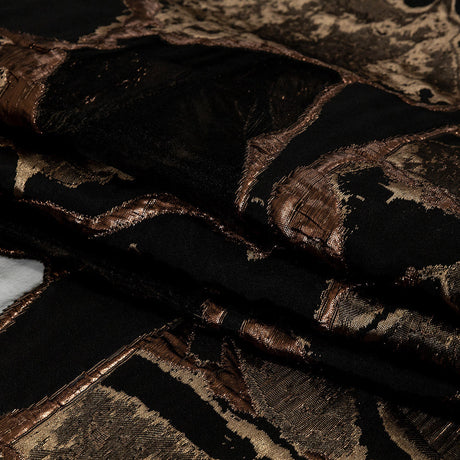 Metallic Two Penny and Black Abstract Burnout Luxury Brocade
