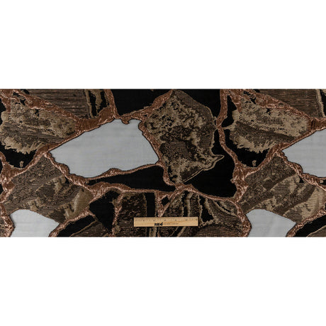 Metallic Two Penny and Black Abstract Burnout Luxury Brocade
