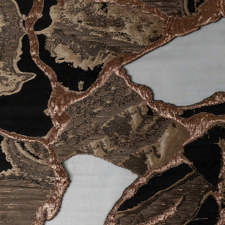 Metallic Two Penny and Black Abstract Burnout Luxury Brocade