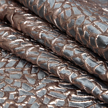Metallic Rose Gold and Gunmetal Abstract Luxury Brocade
