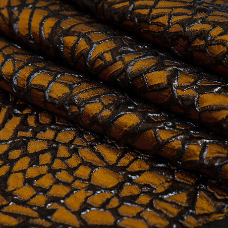Metallic Rose Copper and Black Abstract Luxury Brocade