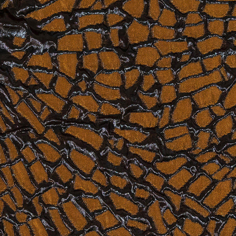 Metallic Rose Copper and Black Abstract Luxury Brocade
