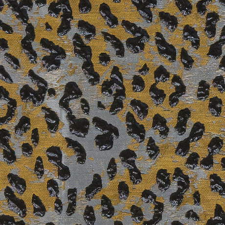 Metallic Black, Gold and Silver Leopard Patterned Luxury Brocade