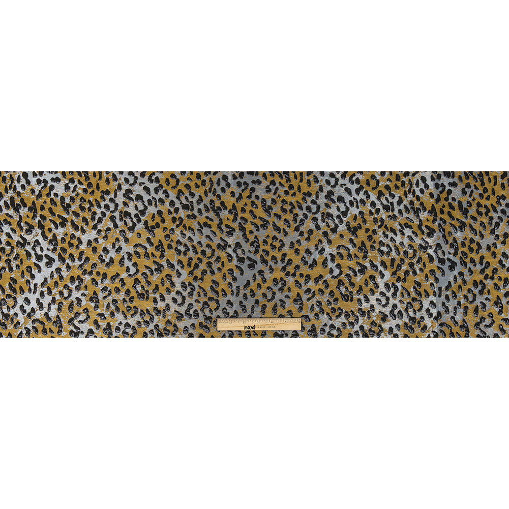 Metallic Black, Gold and Silver Leopard Patterned Luxury Brocade